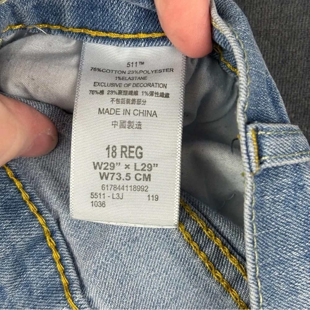 Levi's 511 Slim Straight Leg Light Blue Jeans Sz 18 REG (29 x 29)